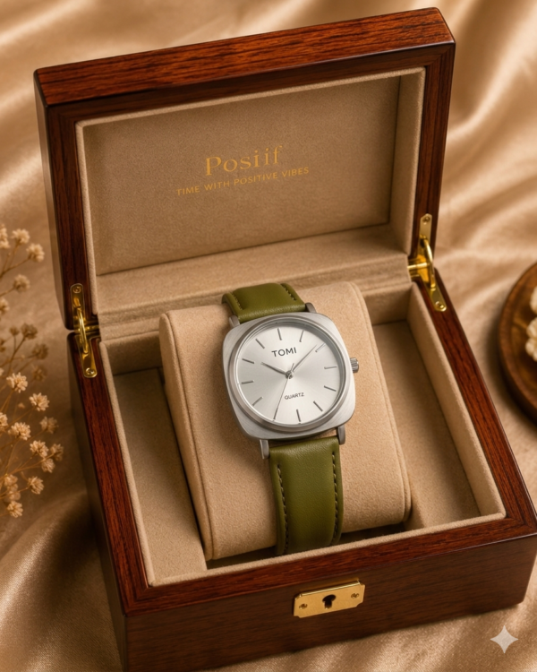 primeaura leather strap men's watch